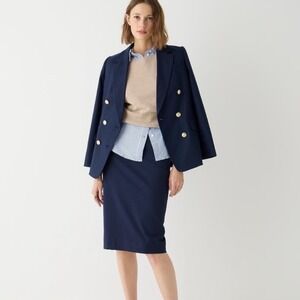 J Crew No 3 Navy Blue Pencil Skirt Style AW310 Size 14 in Bi-Stretch Cotton